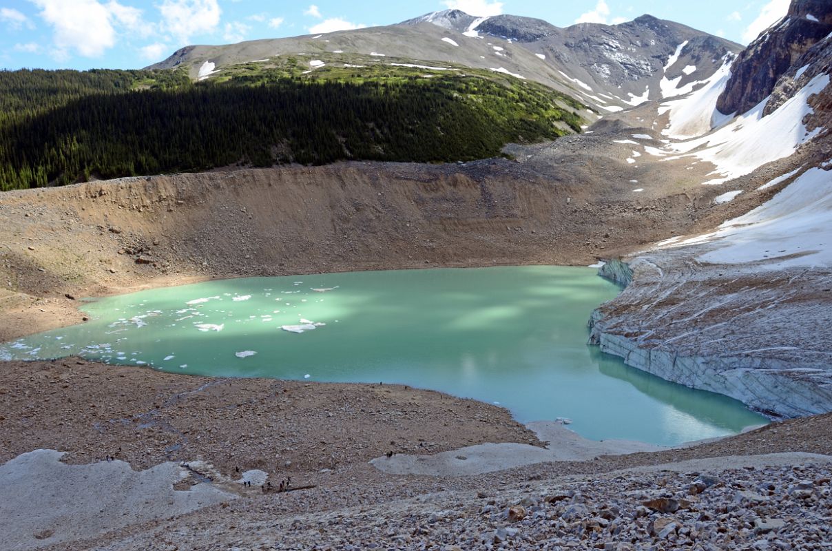 21 Cavell Meadows, Cavell Pond and Cavell Glacier From Top Of Climbing Scree Slope On Mount Edith Cavell